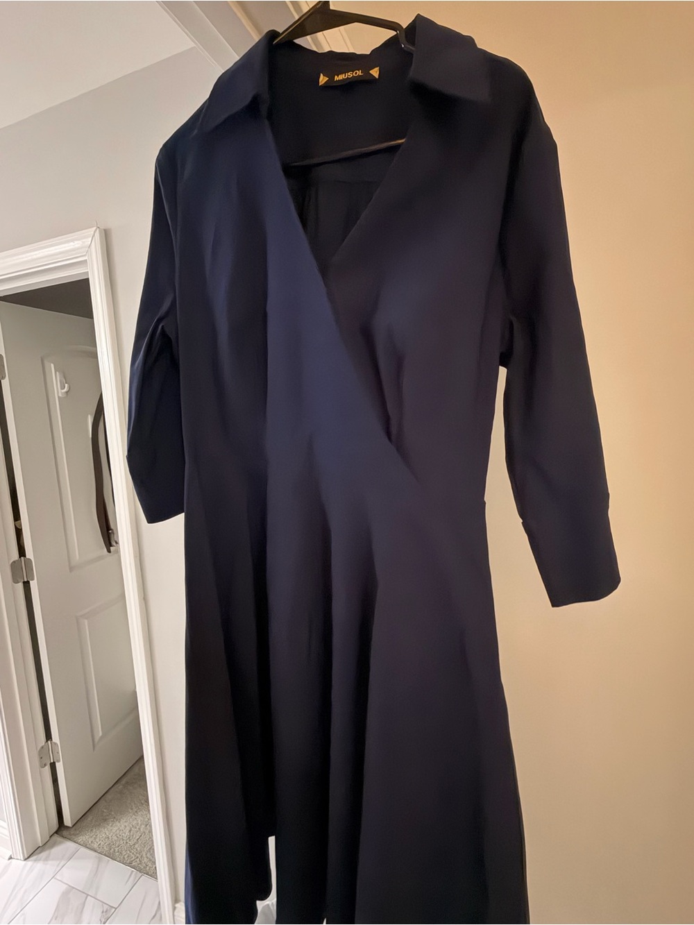 Miusol Navy Long-Sleeve Wrap Dress